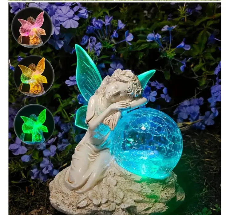 Znicz Solarny Wróżka z Kulą LED – Kolorowa Lampka do Ogrodu i na Grób