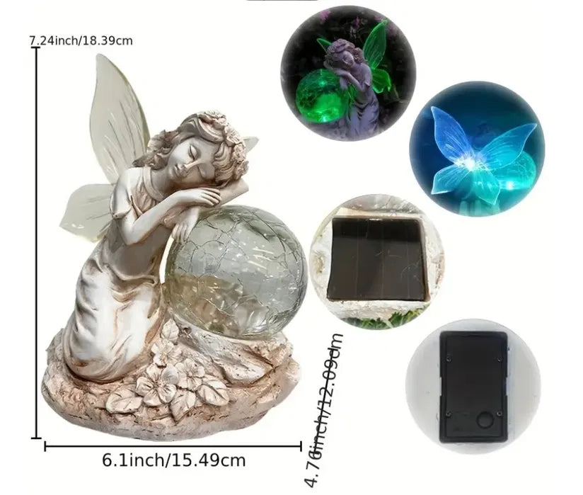 Znicz Solarny Wróżka z Kulą LED – Kolorowa Lampka do Ogrodu i na Grób