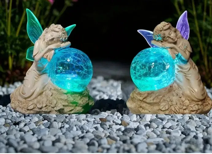 Znicz Solarny Wróżka z Kulą LED – Kolorowa Lampka do Ogrodu i na Grób